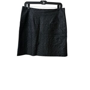 Sara Campbell Black Textured Faux Leather Skirt Size M